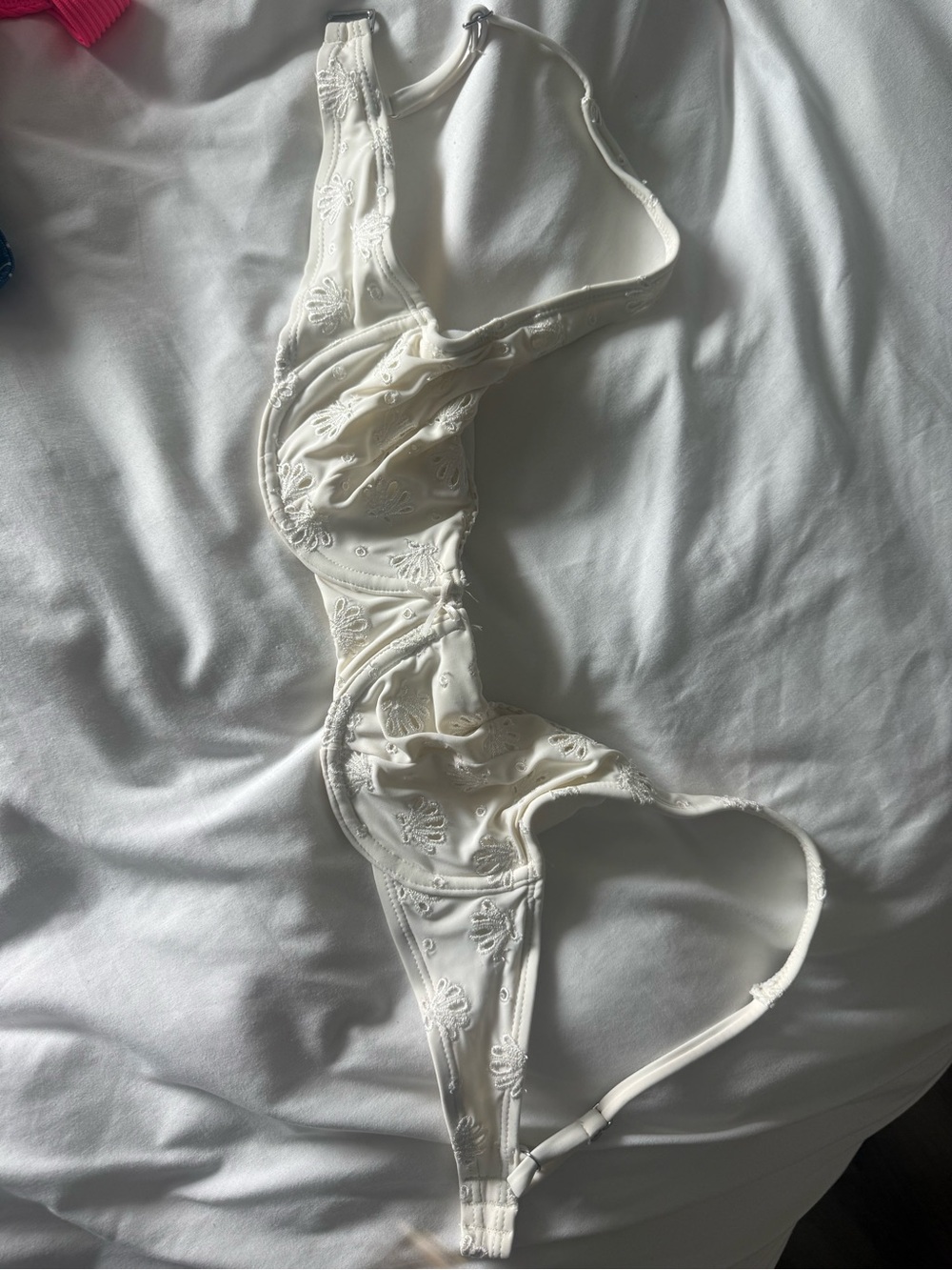 White Embroidered Bikini top